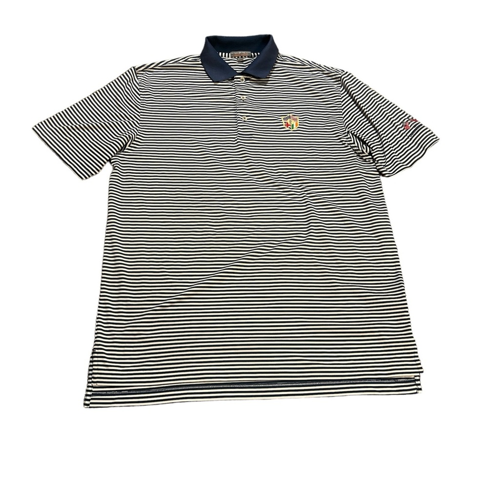 Peter Millar Navy and White Striped Polo Shirt
